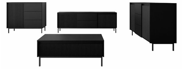 Set de living Comfivo Delruva II, Negru, PAL laminat, MDF