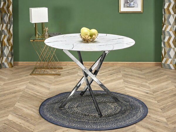 Masă Houston 1538, Marmură albă, Argint, 75cm, 26 kg
