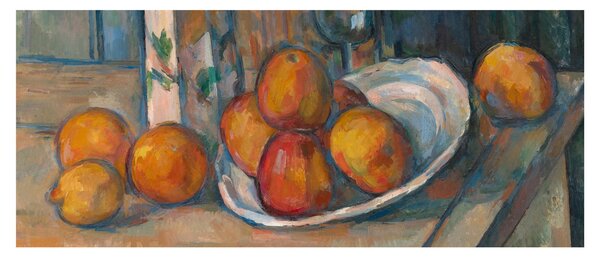 Tablou - Paul Cézanne, Still Life with Milk Jug and Fruit, reproducere (120x50 cm)