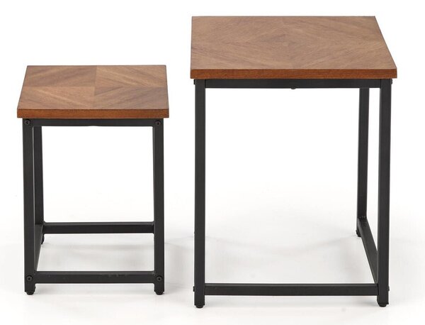 Set măsuțe laterale Houston 1726, Negru, Nuc, Metal, 49x40x40cm, 10 kg