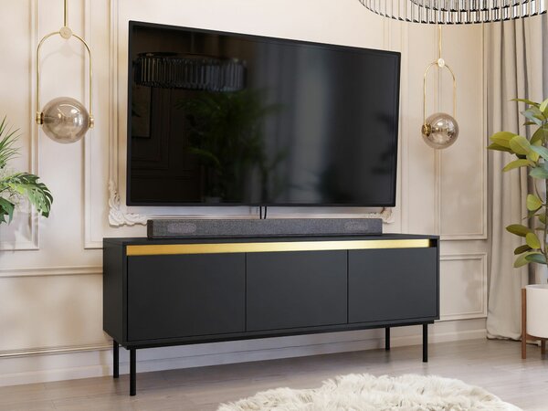 Comodă TV Comfivo Betula, Negru, PAL laminat, 60x150x40cm, 30 kg