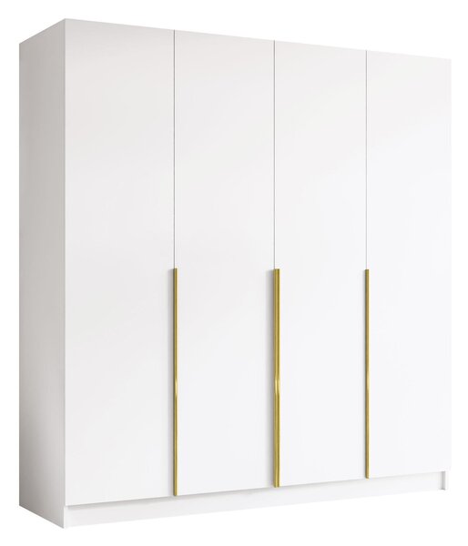 Dulap Closico Navor I, Auriu, Alb, 215x200x58cm, 165 kg, Uși dulap: Cu balamale, Numărul de rafturi: 9, Numărul de rafturi: 9