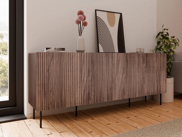Bufet Fama, Negru, Nuc, MDF, PAL laminat, 81x201x42cm, 56.8 kg