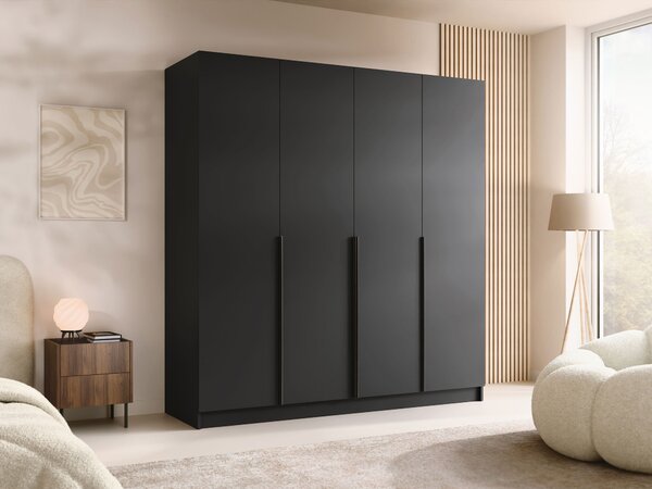 Dulap Closico Navor I, Negru, 215x200x58cm, 165 kg, Uși dulap: Cu balamale, Numărul de rafturi: 9, Numărul de rafturi: 9
