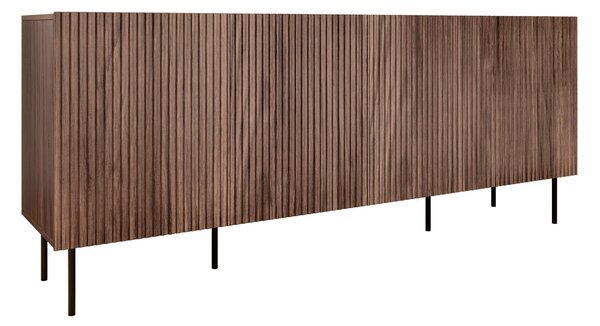 Bufet Fama, Negru, Nuc, MDF, PAL laminat, 81x201x42cm, 56.8 kg