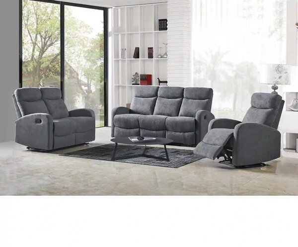 Fotoliu de living rabatabil OSLO 1S, gri/negru, stofa/metal, 75x95/158