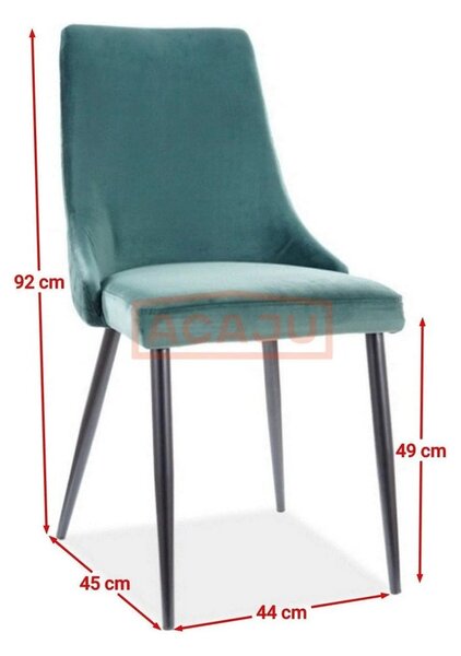 Scaun tapitat PIANO B, verde, 44x45x92