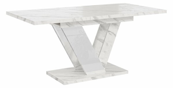 Masă Violium, Marmură albă, Alb lucios, 76x80x120cm, 53 kg