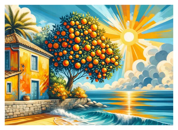 Tablou - Casă cu portocale I. (70x50 cm)