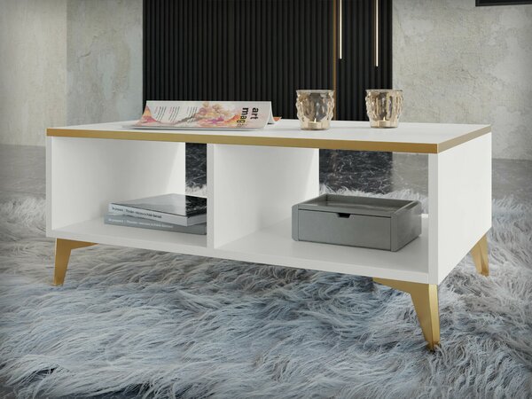 Măsuță de cafea Comfivo Arbutus, Alb, Auriu, Plastic, 40x50x100cm, 17.5 kg