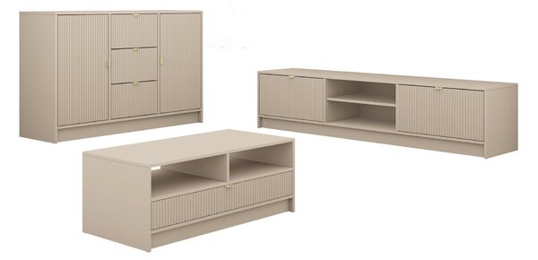 Set de living Comfivo Papilio I, Bej, PAL laminat, MDF