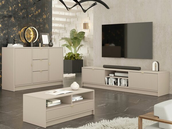 Set de living Comfivo Papilio I, Bej, PAL laminat, MDF