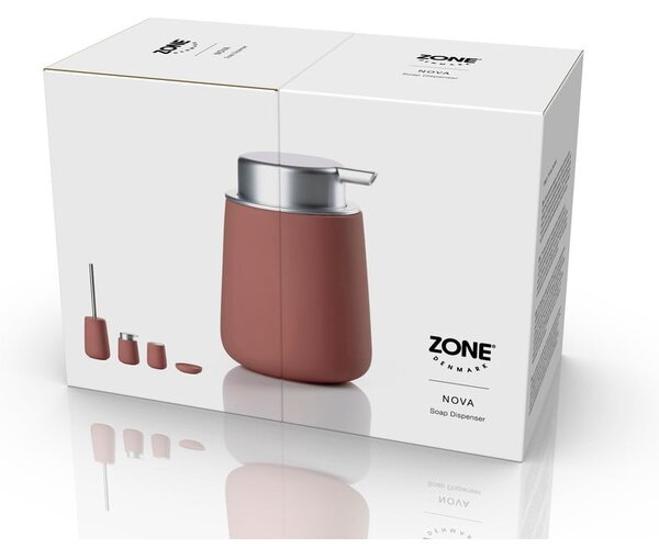 Dozator de săpun lichid roșu deschis din porțelan 250 ml Nova – Zone
