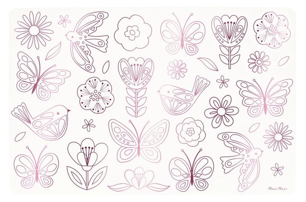 Suporturi pentru farfurii 8 buc. din hârtie 28x42.5 cm Butterflies & Flowers – Meri Meri