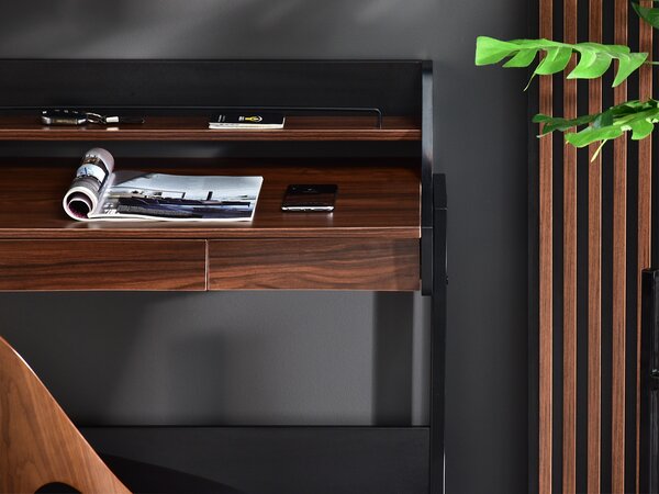 Masă PC Borge (nuc închis + negru). Promo -17%. 1109740