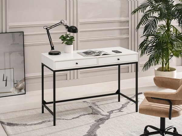 Masă PC Kaplan (lemn alb + negru). Promo -17%. 1109767