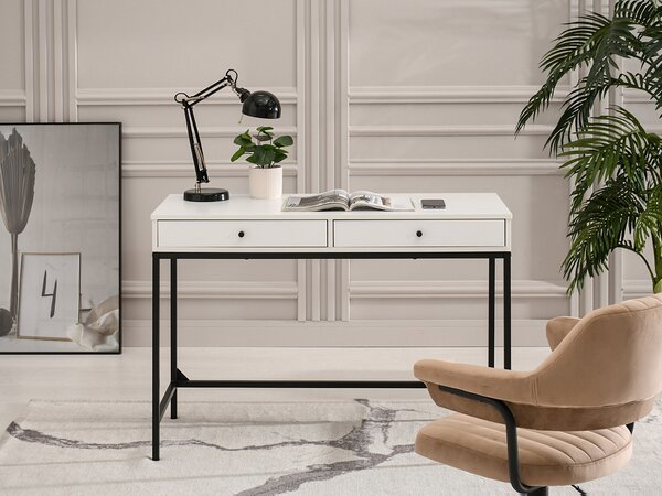 Masă PC Kaplan (lemn alb + negru). Promo -17%. 1109767