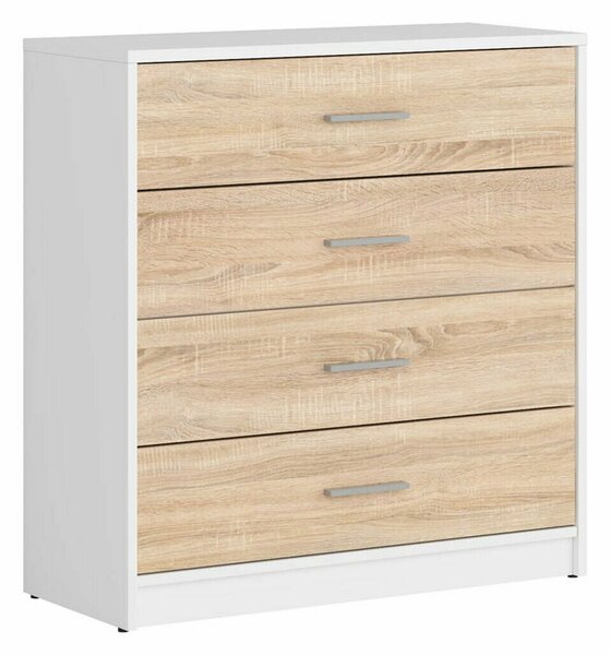 Comodă Novsore 101, Alb, Stejar Sonoma, PAL laminat, 84x80x34cm, 30.85 kg