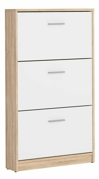 Dulap pantofi Novsore 113, Stejar Sonoma, Alb, PAL laminat, 121x70x18cm, 20.7 kg