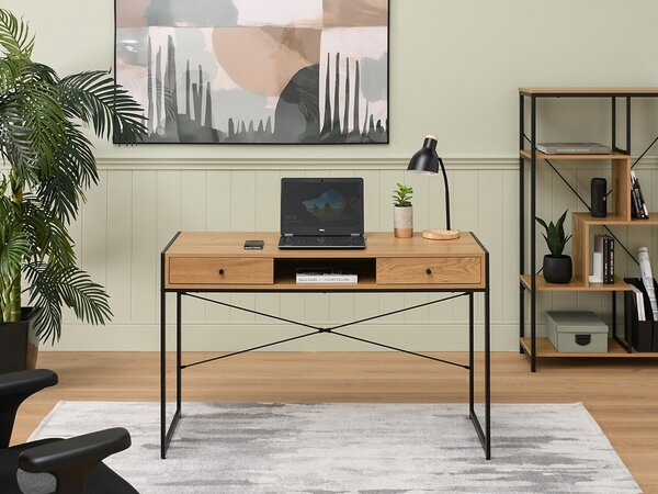 Masă PC Nills (stejar + negru). Promo -17%. 1109798