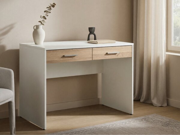 Birou Novsore 109, Stejar Sonoma, Alb, PAL laminat, 76x100x59cm, 28.5 kg