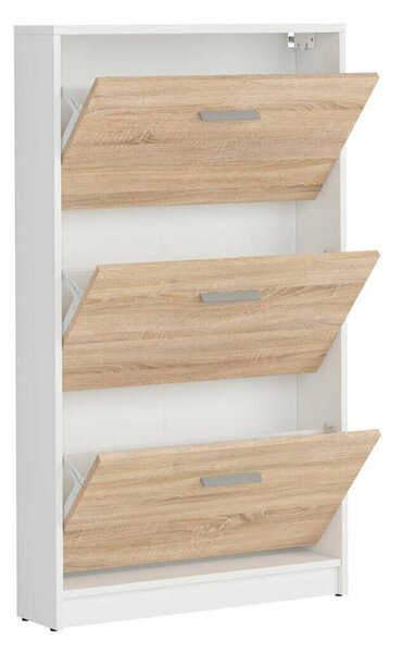 Dulap pantofi Novsore 113, Stejar Sonoma, Alb, PAL laminat, 121x70x18cm, 20.7 kg