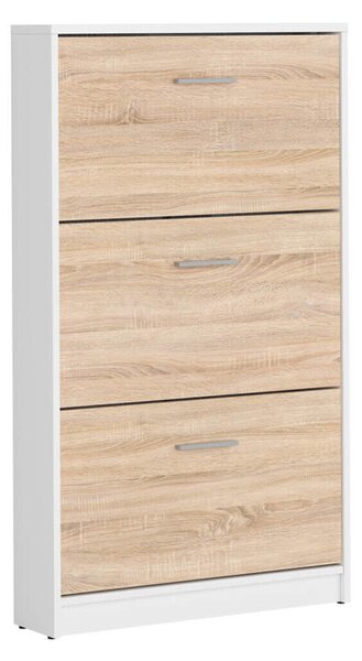 Dulap pantofi Novsore 113, Stejar Sonoma, Alb, PAL laminat, 121x70x18cm, 20.7 kg