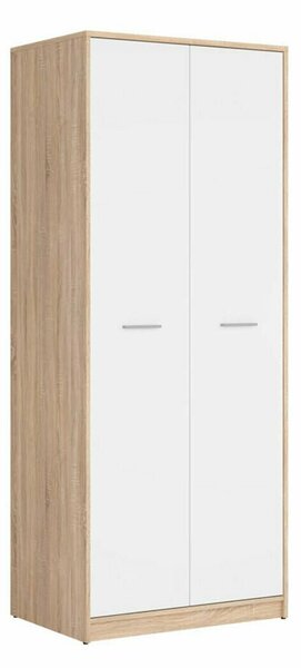 Dulap Novsore 120, Stejar Sonoma, Alb, 197x80x55cm, 55.35 kg, Uși dulap: Cu balamale, Numărul de rafturi: 1, Numărul de rafturi: 1