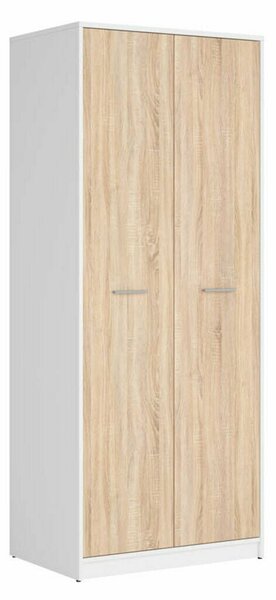 Dulap Novsore 120, Stejar Sonoma, Alb, 197x80x55cm, 55.35 kg, Uși dulap: Cu balamale, Numărul de rafturi: 1, Numărul de rafturi: 1