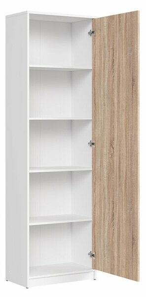 Raft Novsore 114, Stejar Sonoma, Alb, PAL laminat, 197x60x34cm, 39.8 kg