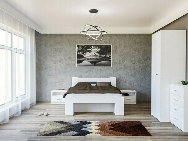 Set dormitor Novsore 147, Alb, PAL laminat