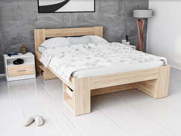 Set dormitor Novsore 147, Alb, Stejar Sonoma, PAL laminat