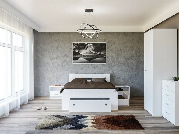 Set dormitor Novsore 147, Alb, PAL laminat