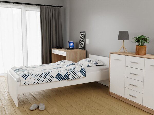 Set dormitor Novsore 149, Alb, Stejar Sonoma, PAL laminat
