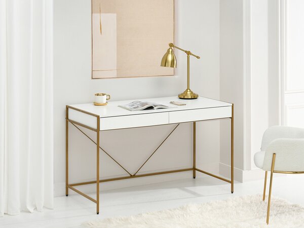 Masă PC Unica (lemn alb + auriu). Promo -18%. 1109850