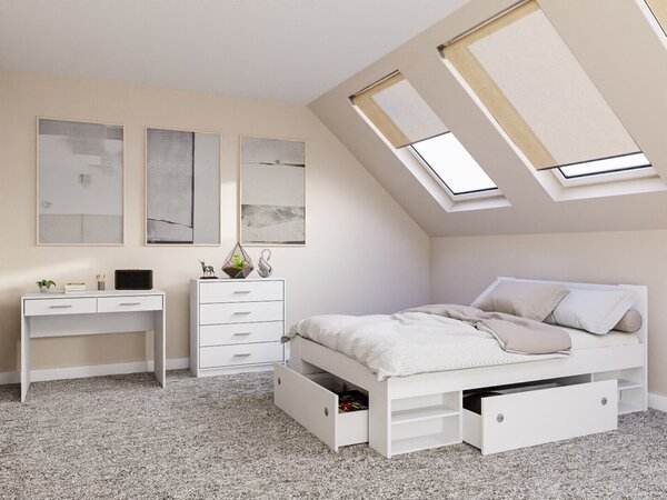 Set dormitor Novsore 155, Alb, PAL laminat