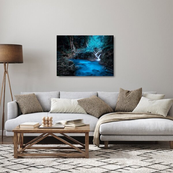 Tablou pe sticlă - Noaptea magică în pădurea tropicală (70x50 cm)