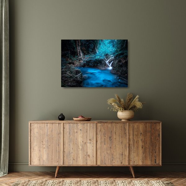 Tablou pe sticlă - Noaptea magică în pădurea tropicală (70x50 cm)