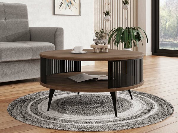 Măsuță de cafea Vitum, Nuc, Negru, Metal, PAL laminat, 44cm, 18 kg