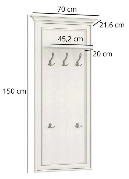 Mobila hol clasica TIFFANY II, grej, PAL laminat, 4 piese