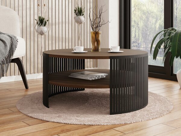 Măsuță de cafea Civer, Nuc, Negru, Metal, PAL laminat, 40cm, 20.1 kg