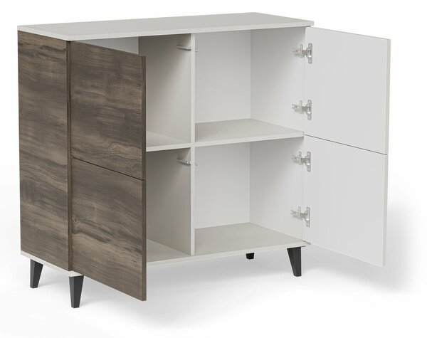 Bufet Luelia 119, Cașmir, Nuc, MDF, PAL laminat, 95x100x40cm, 38 kg