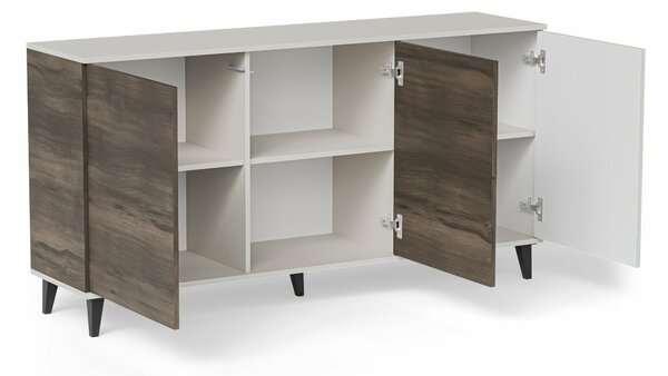 Bufet Luelia 120, Nuc, Cașmir, MDF, PAL laminat, 82x160x40cm, 47 kg