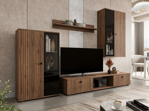 Set de living Studio, Nuc, PAL laminat, Sticlă călită, MDF