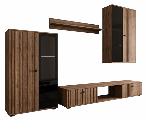Set de living Studio, Nuc, PAL laminat, Sticlă călită, MDF