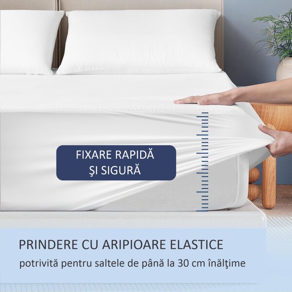 Husa protectie saltea impermeabila, Matlasata cu vascoza din Bambus