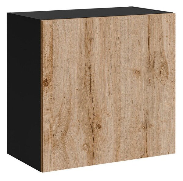 Dulap de perete Species, Stejar Wotan, Negru, PAL laminat, MDF, 50x50x30cm, 11 kg