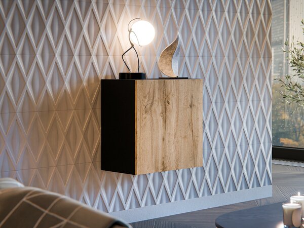 Dulap de perete Species, Stejar Wotan, Negru, PAL laminat, MDF, 50x50x30cm, 11 kg