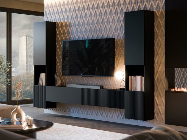 Set de living Species III, Negru, PAL laminat, MDF