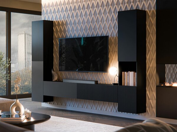Set de living Species I, Negru, PAL laminat, MDF